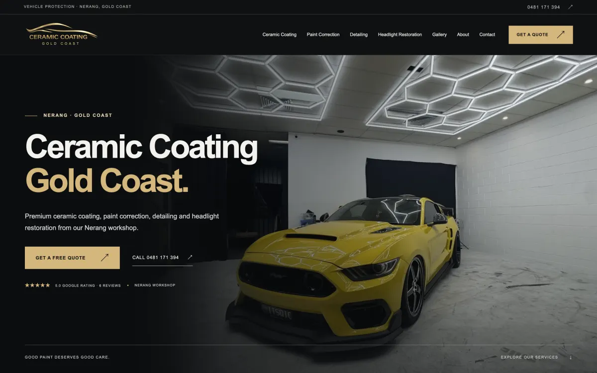 Ceramic Coating Gold Coast website designed by Bluepeek