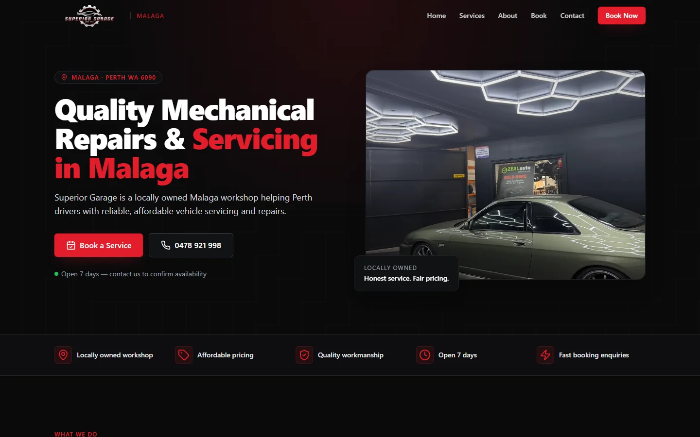 Superior Garage website homepage built by Bluepeek